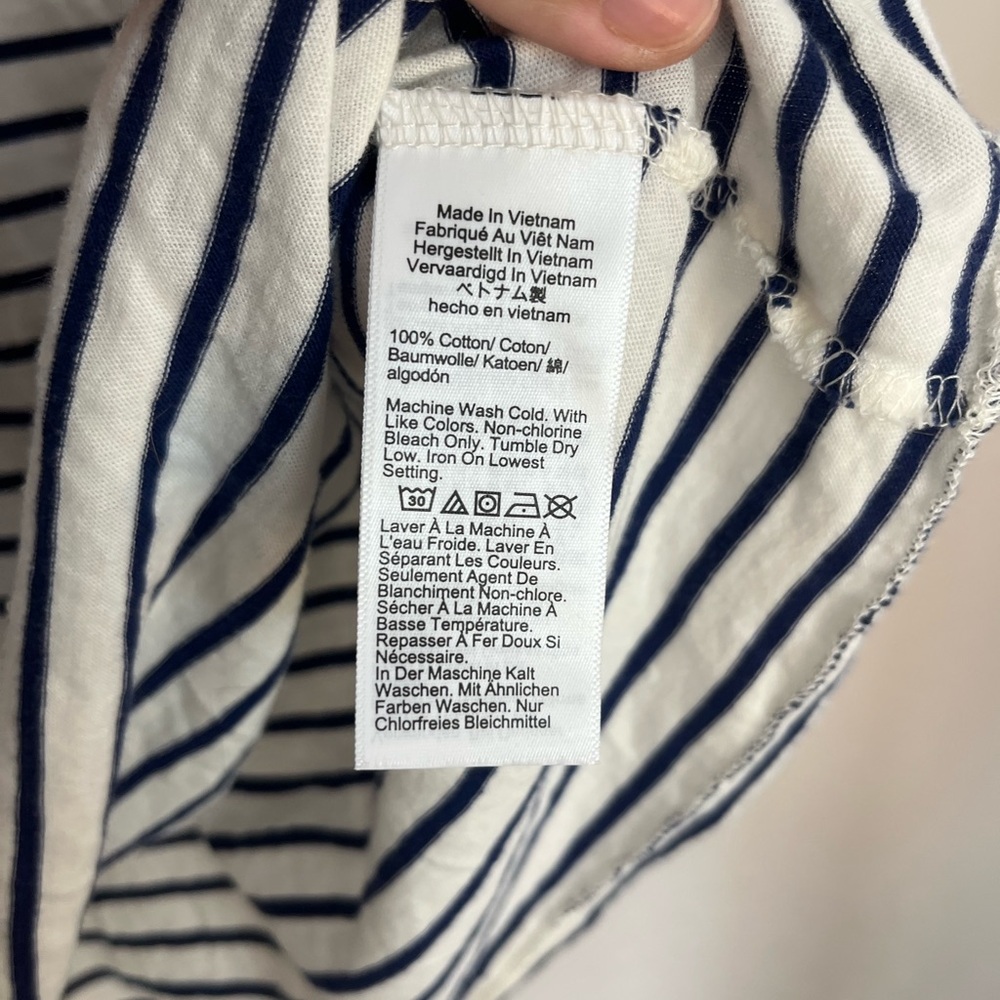 J. Crew Vintage Jersey Classic-Fit Crewneck T-shirt Stripe Navy White XS Cotton - Picture 6 of 10